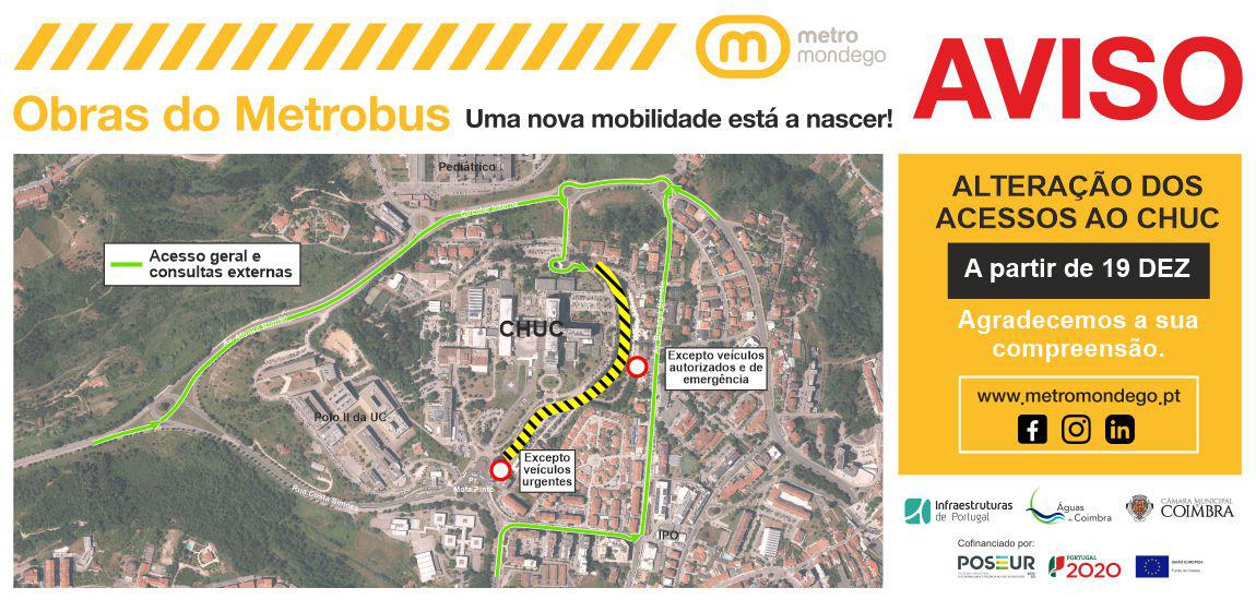 Obras do Metrobus - alteração dos acessos ao CHUC - Centro Hospitalar e Universitário de Coimbra